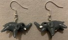GRAY ELEPHANT GLASS BEAD EARRINGS with SS Ear Wires AFRICAN ASIAN TRUNK TUSK — photo 2