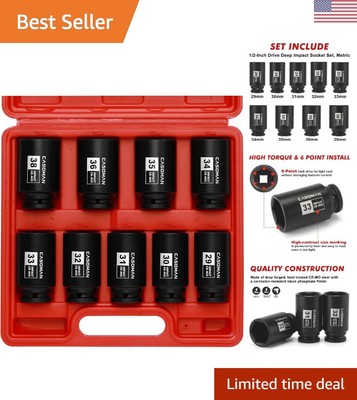 large socket set 1/2- Inch Drive Deep Spindle Axle Nut Impact Socket Set, 6 P...