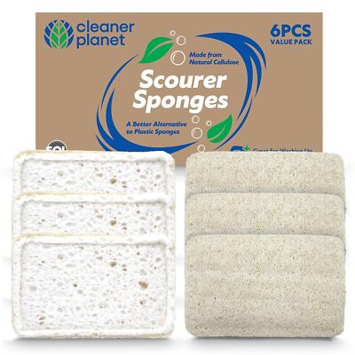 6 Stück Luffa Schwamm Pads Natur Öko Zellulose Scheuer Luffa Geschirrspülen Küche