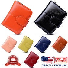 Women's Short Leather Wallet Coin Purse Bifold Credit Card Holder Small Handbag