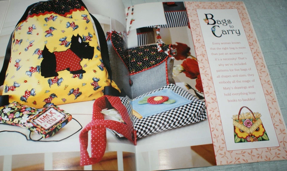 Mary Engelbreit Sew Mary Craft Book 22 Fabric Projects Pin Book Bag Pillow Vest+ - Image 4 of 4