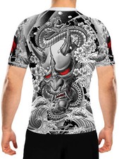 Raven Fightwear Men's Irezumi 3.0 Rash Guard Short Sleeve BJJ MMA White
