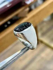 Real Black Agate Sterling Silver 925 Handmade Ring High Quality Black Agate