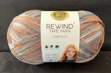 Lion Brand REWIND Tape Yarn Frosted Almond #500 Brown Gray, 3.5 oz.