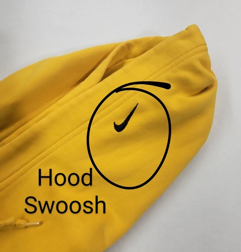 Vtg Nike Rare Hood Swoosh Hoodie Men L Yellow Black Pullover Embroidered - Picture 3 of 10