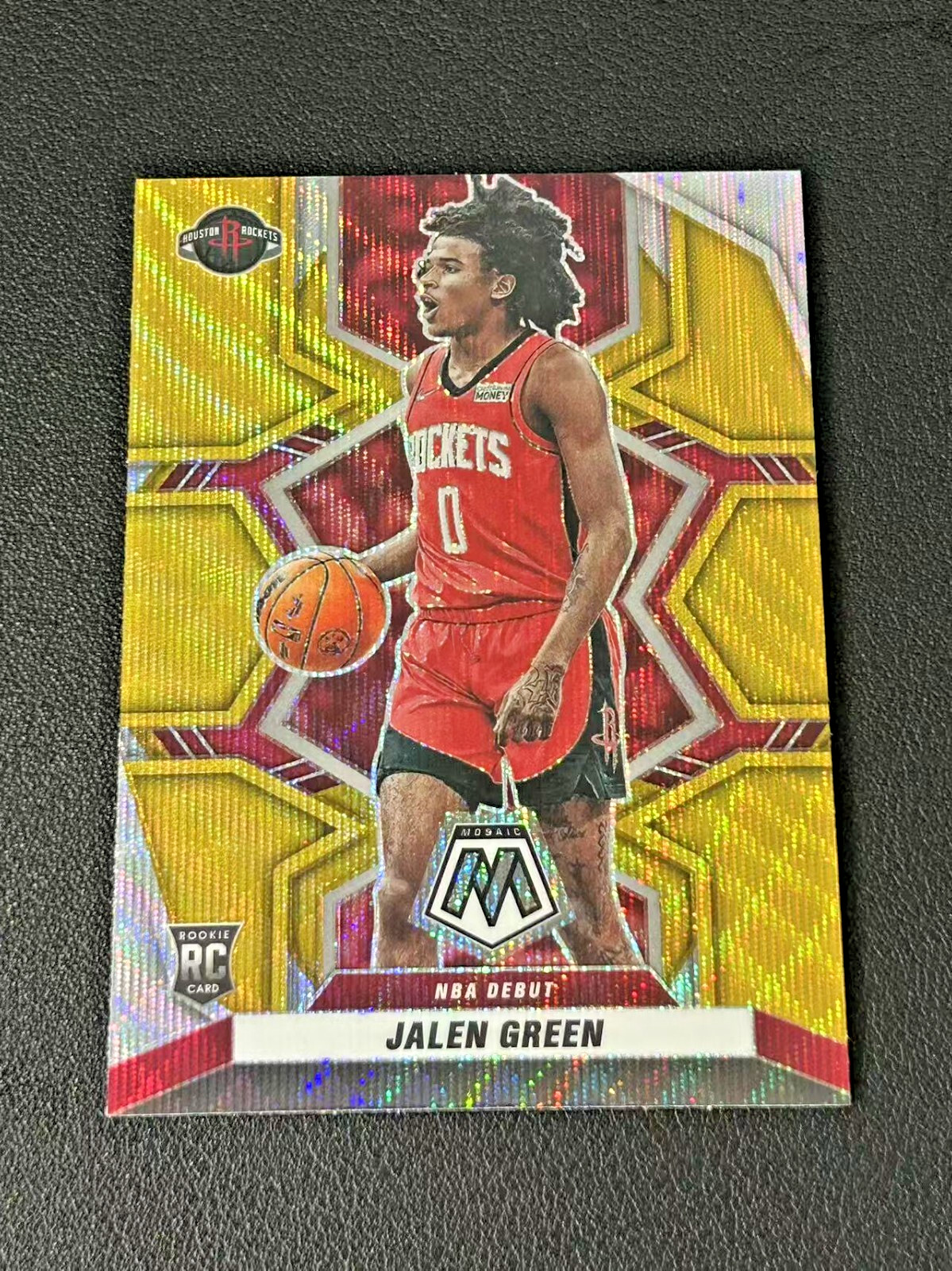 2021-22 Panini Mosaic Jalen Green Gold Wave NBA Debut RC  #262