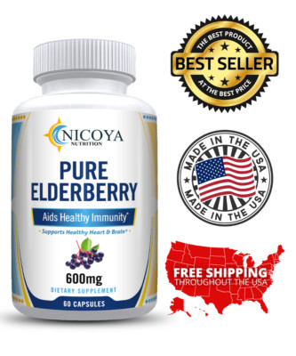 Natural Elderberry Extract Capsule 600mg- Immune & Energy Support, Viral Defense