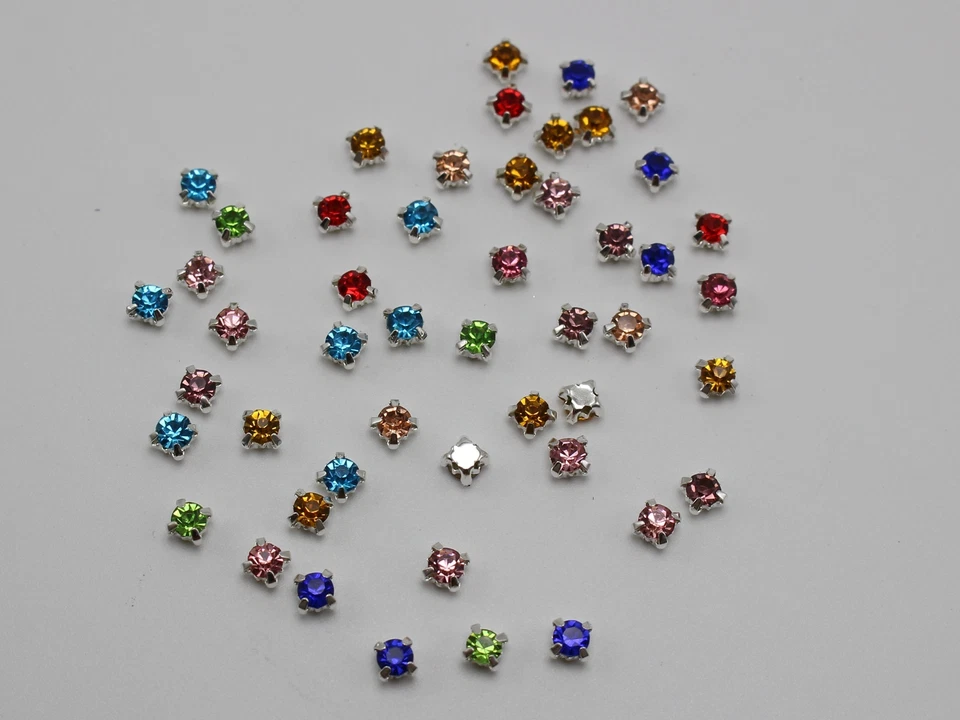 250 cuentas de plata de color mezclado cristal rosa montes 4 mm coser pedrería Foto 3 de 4