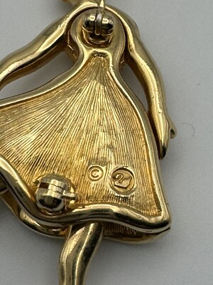 Swarovski Crystal & Enamel Ballerina Dancer Articulated Legs Gold