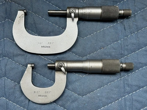 Lot Of 2 Vintage MITUTOYO OUTSIDE MICROMETER 0 - 2”  - Japan - SHIPS FREE!!!