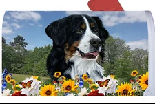 Bernese Mountain Dog Summer Flowers Mail Box Cover