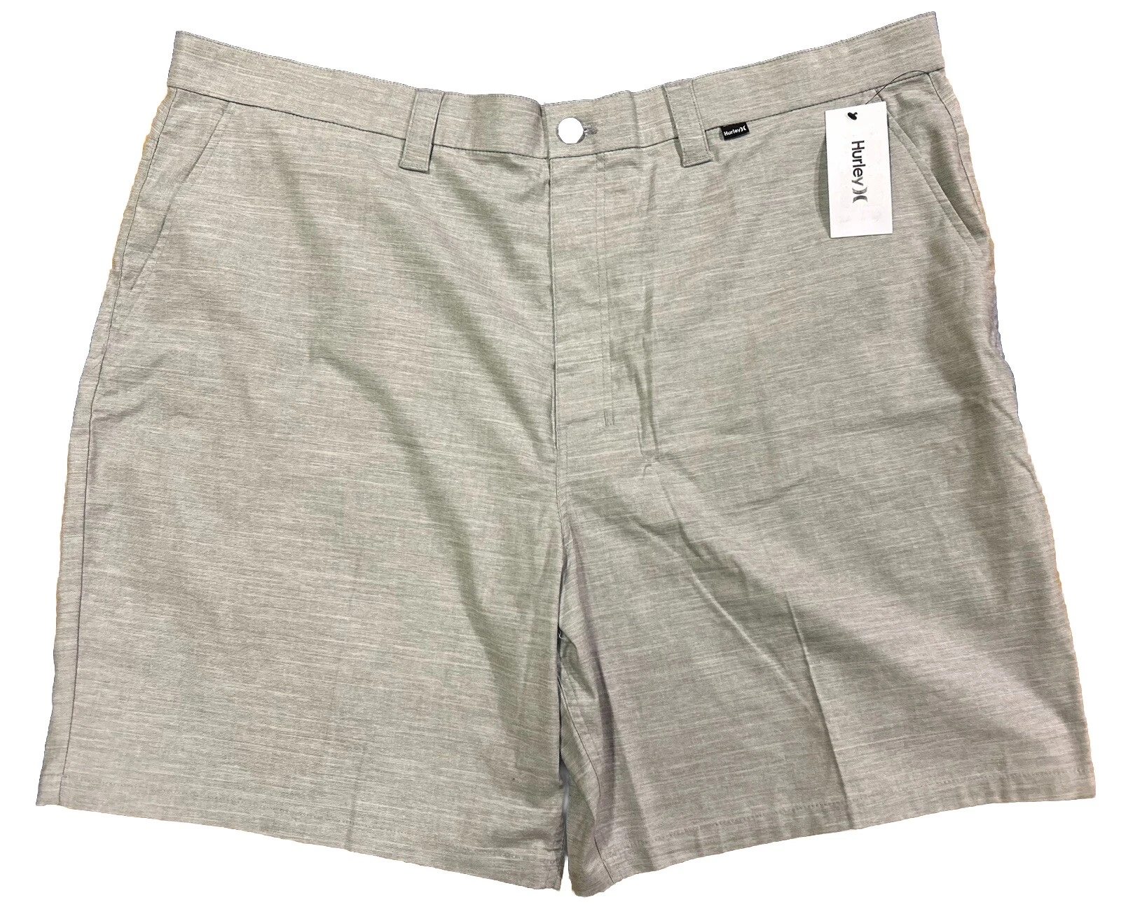 Hurley Shorts Mens 48B Chino Flat Front Mid Rise 10" Inseam Gray Heather $70