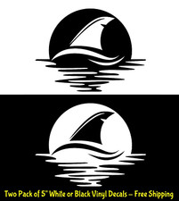 Fins Up Sunset Sunrise Two 5" Black or White Vinyl Decals Car Window Tablet