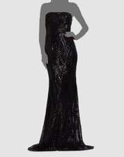 $790 Rickie Freeman for Teri Jon Women's Black Sequined Strapless Dress Size 6