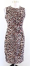Calvin Klein Womens Cheetah Print Sleeveless Sheath Dress Size 4 Career Black