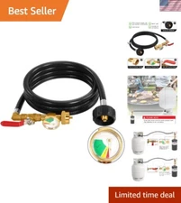 Propane Refill Adapter Rubber Hose with Gauge 36 Inches for 1 lb Tanks