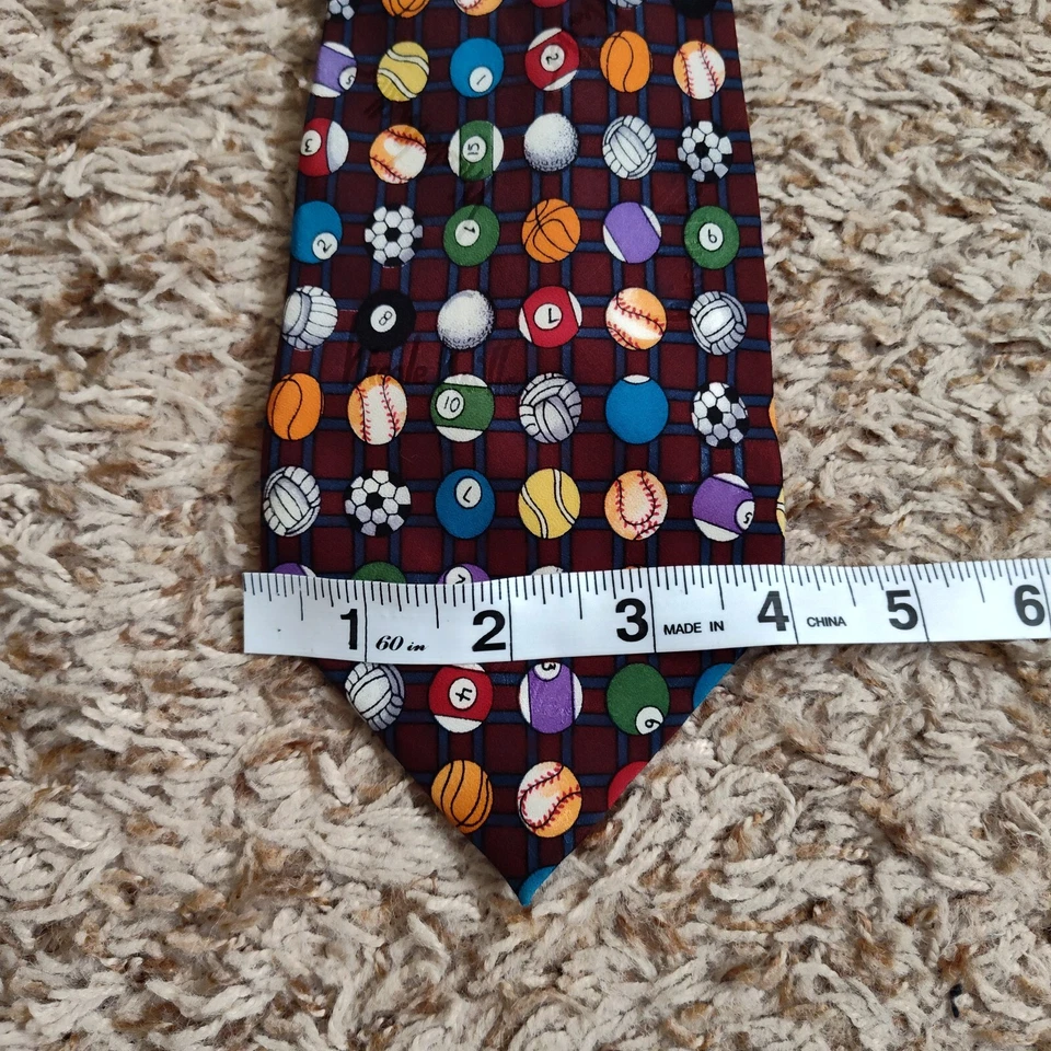 Винтажный галстук 1995 Nicole Miller Sport Balls 100% шелк 90-е - Изображение 2 из 4
