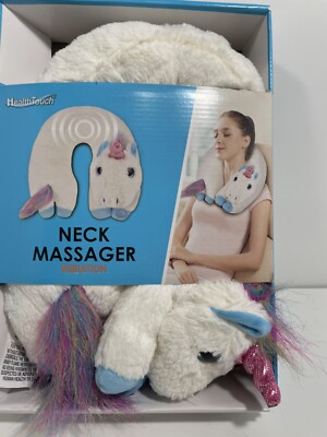 NEW Health Touch Neck Massager Vibration UNICORN MultiColor Sensory Toy Plush 