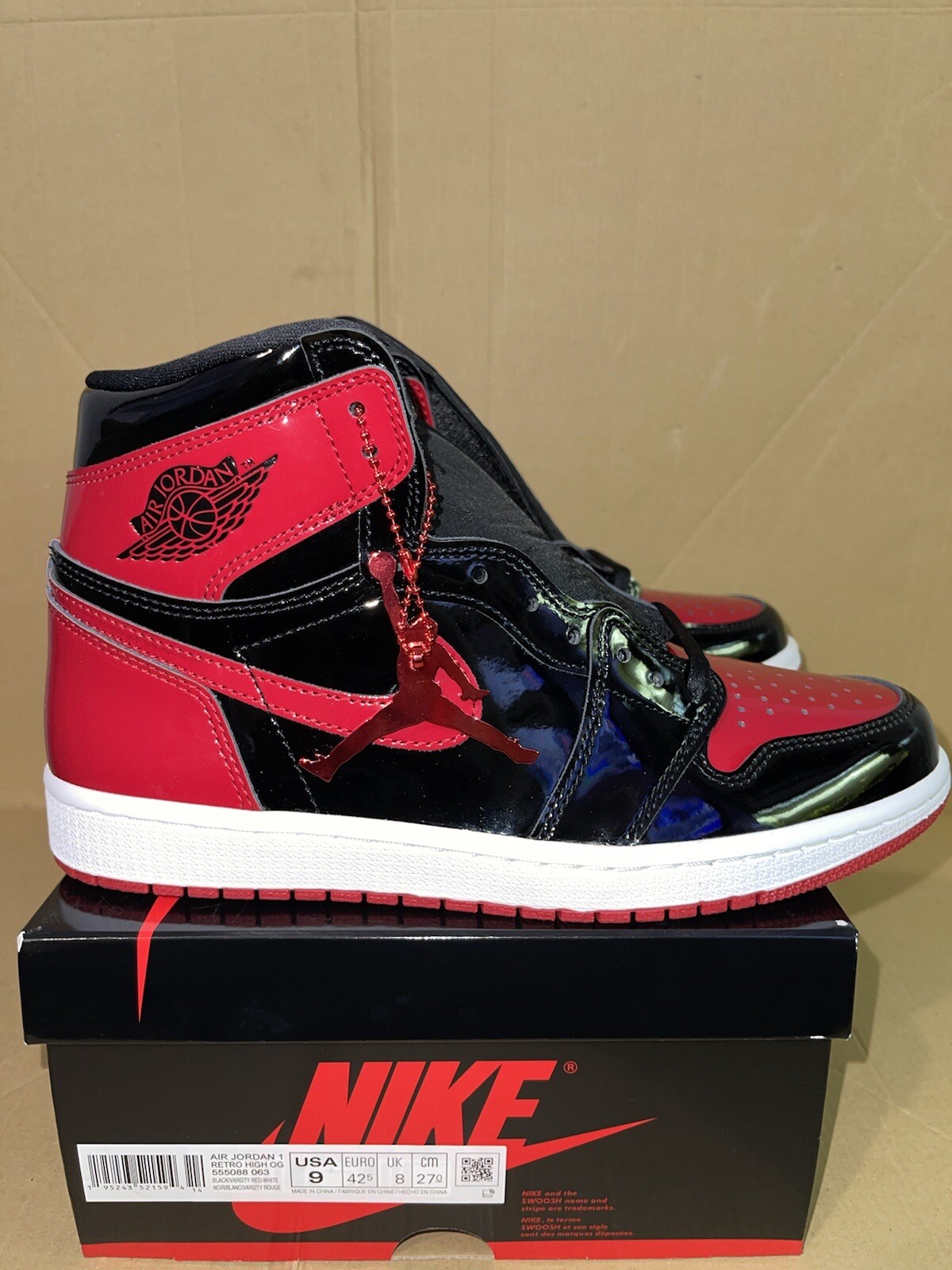 Nike Air Jordan 1 Retro High OG Patent Bred UK 8 US 9 EUR 42.5 | eBay