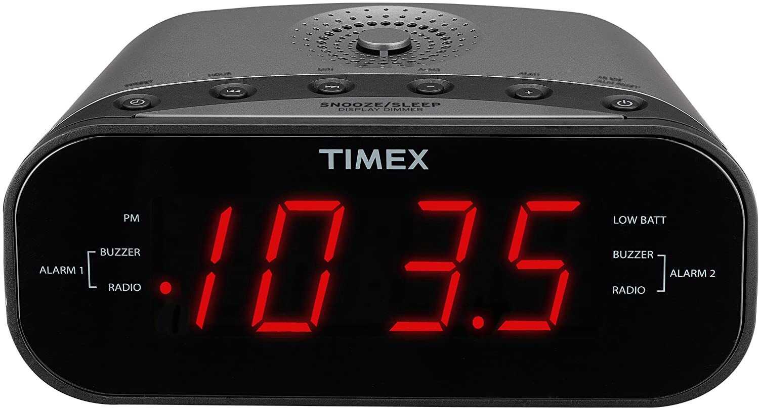 Timex T231GY AM/FM Dual Alarm Clock Radio with 1.2-Inch Red Display and Line