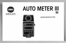 Minolta Auto Meter III n Instruction Manual Reprint