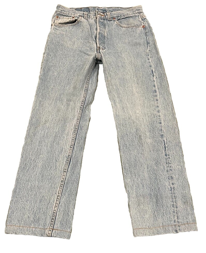 Vintage Levi’s 501 Distressed Light Wash Blue Denim Jeans 33x34 Made USA