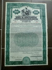 State of W&uuml;rttemberg, Stuttgart, 7% Serial Gold Bond 1925 to 1942 (1.000 $)