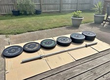 370 lbs. Olympic Bumper Weight Plate Set with Barbell