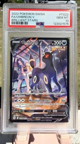 2022 POKEMON SWORD & SHIELD BRILLIANT STARS #TG22 FA/UMBREON V PSA 10