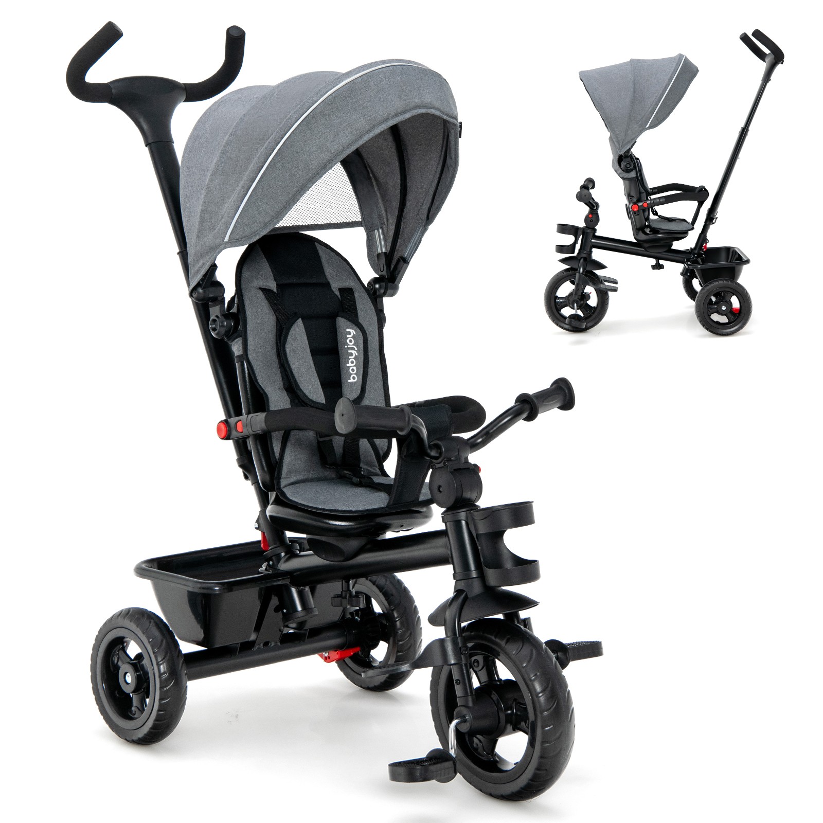 Babyjoy 4-in-1 Baby Tricycle Toddler Trike w/ Convertible Se