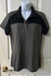 Kerrits Riding Equestrian Shirt Top Womens M 1/4 Snap S/S Black Gray Ventilated