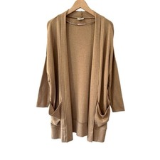 Pact women's Airplane Wrap Cardigan open M/L sesame comfy soft travel NWOT
