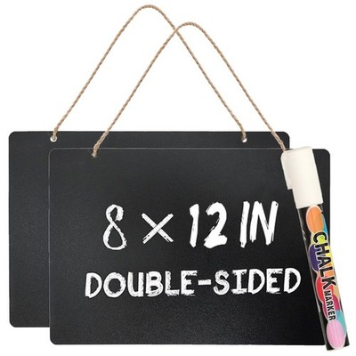 2 Pack Chalkboard Sign with String 8''x12'' Double Sided Erasable Message Board...