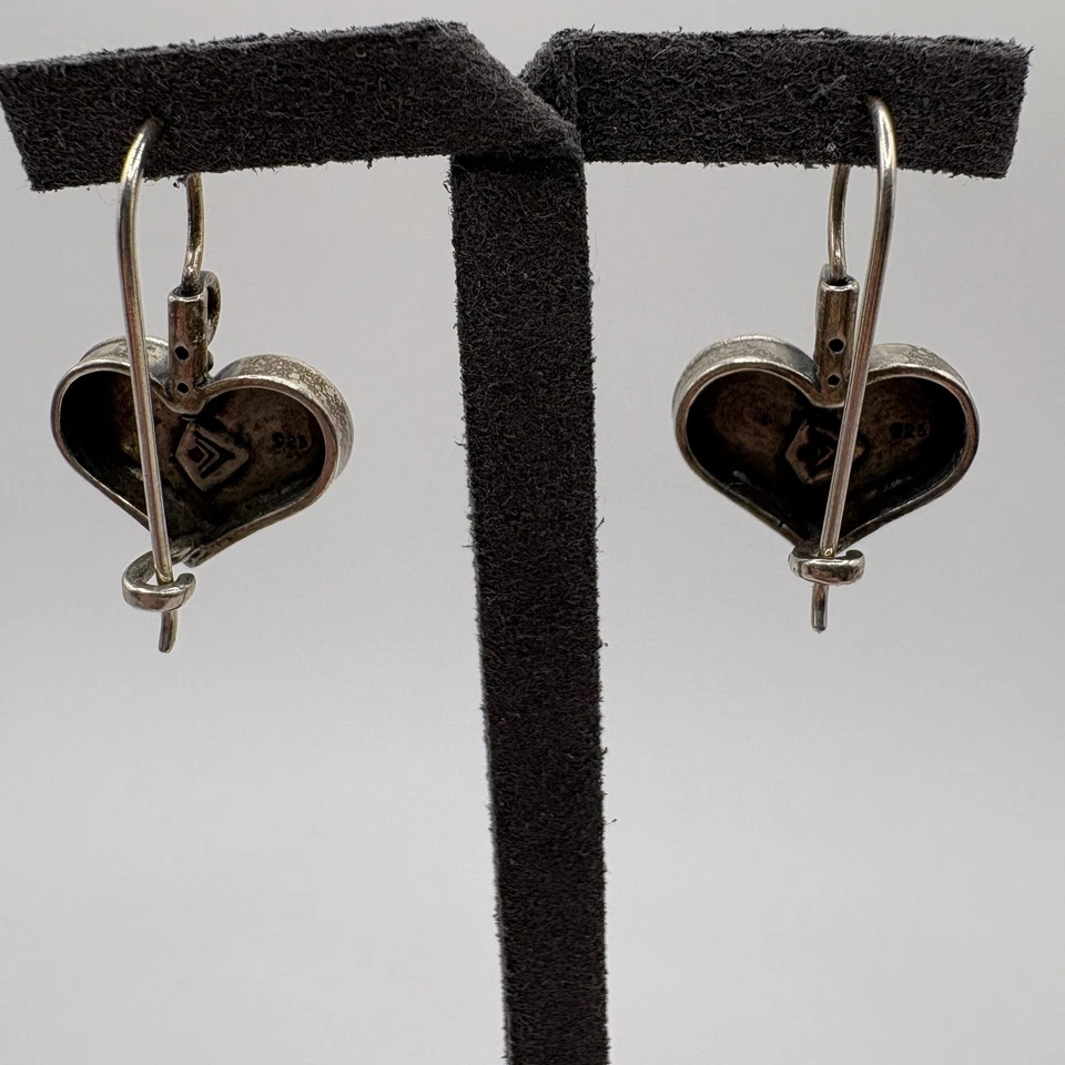 Pendientes colgantes de plata de ley 925 Silpada con corazón pátina amor San Valentín Y2K Foto 4 de 4