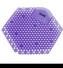 Uline Deluxe Urinal Screen Lavender Deodorizer Splash Guard 10/Case