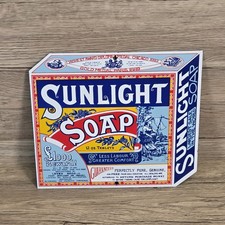 Sunlight Soap Enamel Advertising Sign - Vintage Style Laundry Decor - Heavy Duty