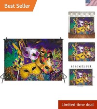 Festive 10x8ft Masquerade Backdrop for Memorable Parties and Photoshoots