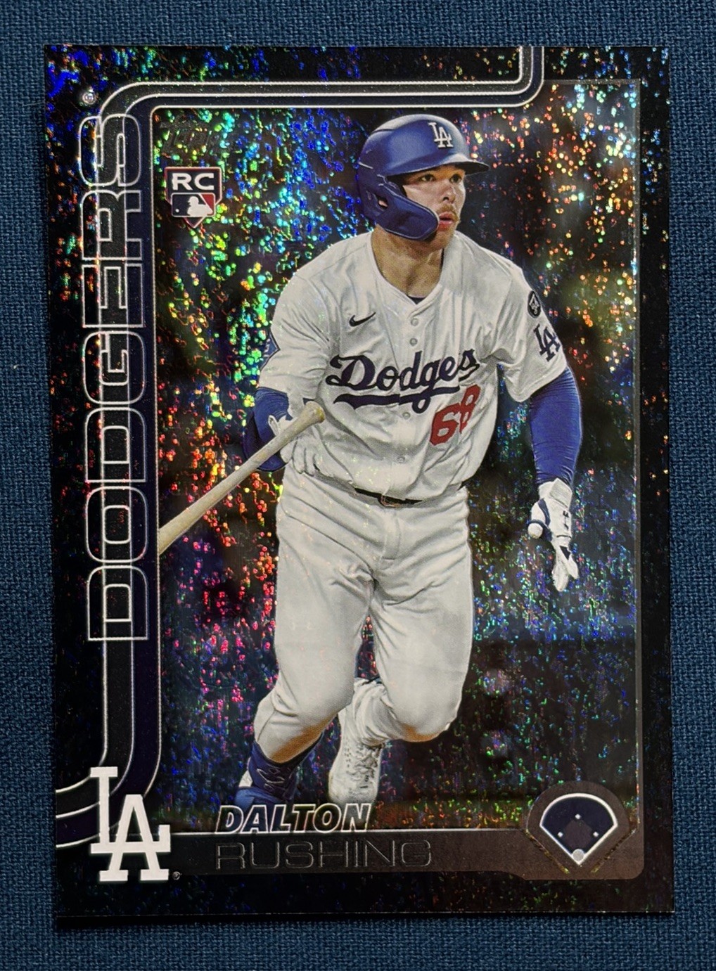 2025 Dalton Rushing Topps Update Black Holo Foil RC 7/10 SSP DODGERS #US38
