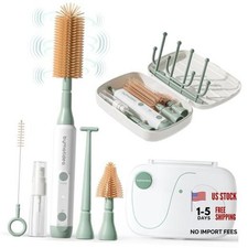 Electric Baby Bottle Brush Cleaner, 8-in-1 Travel Kit with Storage Eco Green