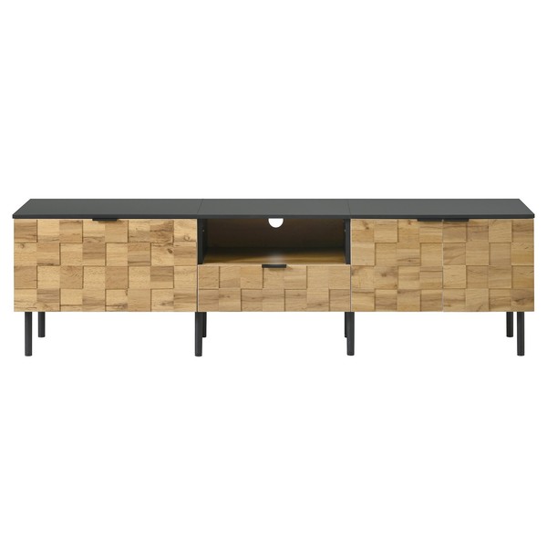 Sonnenh Tv-Lowboard Schwarz 170 X 35 X 44.5 Cm Stauraum Fernbedienung Hochglanz-image