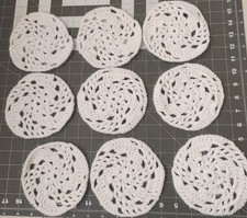 Yarn Crocheted Coasters Doilies White Handmade Lot Of 9