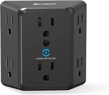 Multi Plug 6 Outlet Extender, Unidapt Black Surge Protector Wall
