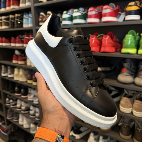 Alexander McQueen Oversized Leather Lace-Up Sneakers Black/White EU 43.5