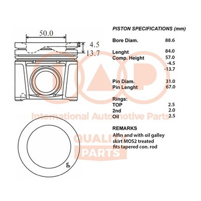 Complete Piston Series 100-08035 IAP QUALITY PARTS for Fiat Iveco