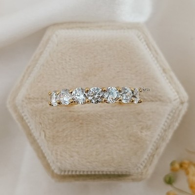 1.00 TO 2.50 CT Round Cut 925 Sterling Silver Moissanite Half Eternity Band