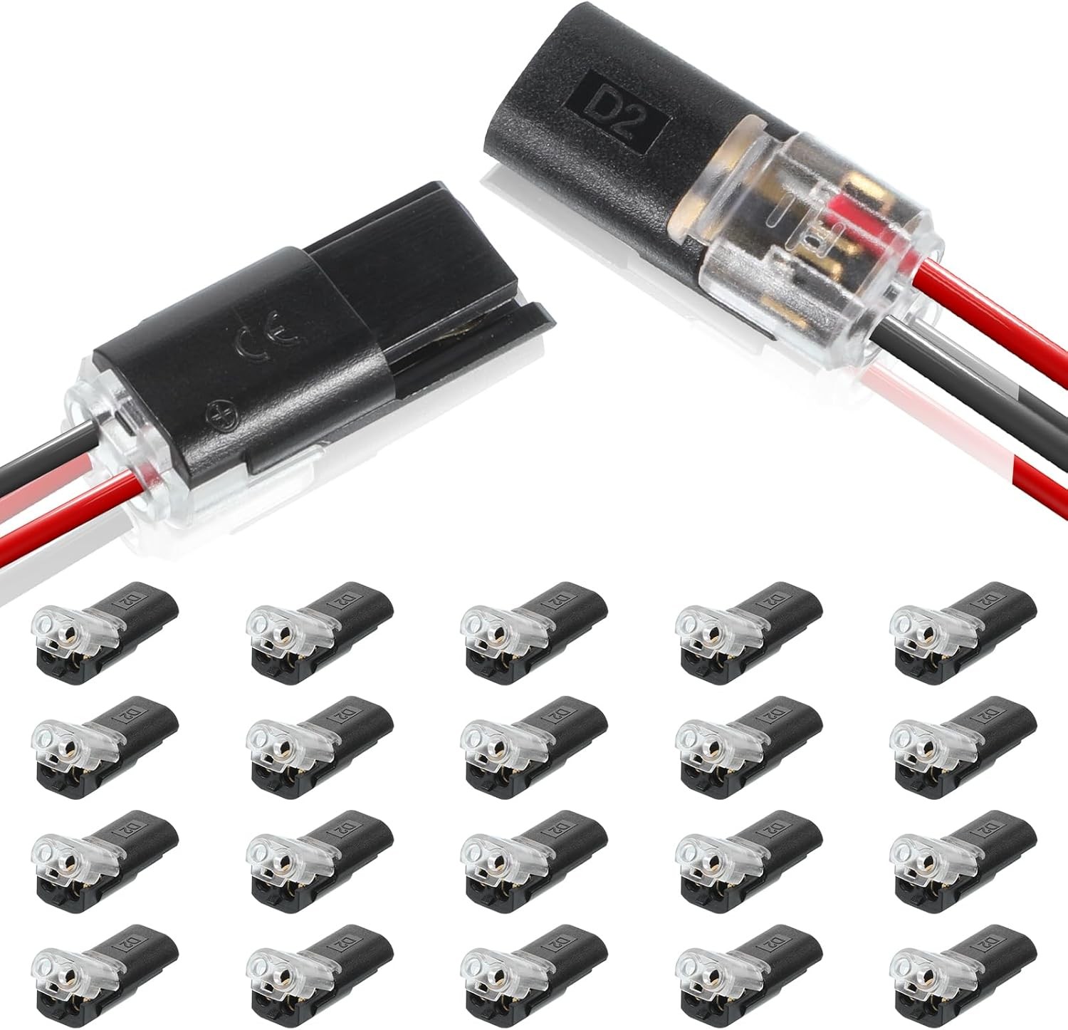 20/50 PCS Double-Wire Plug-in Connector, Quick Solderless Wire Splice Connecto