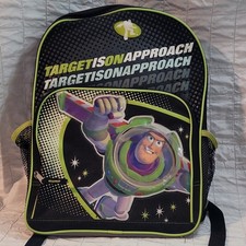 Disney Pixar Toy Story Buzz Lightyear Kids Backpack Black Green Polyester