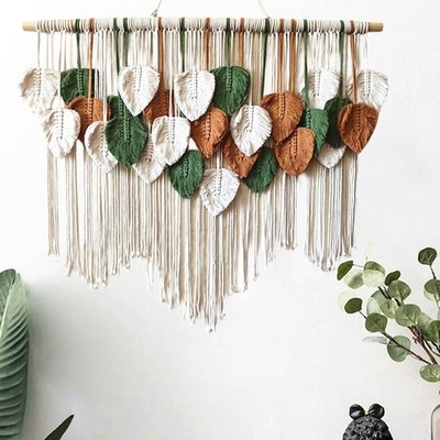 zidqpiu Large Macrame Wall Hanging Boho Leaves Macrame Tapestry Decor, Tapestry 