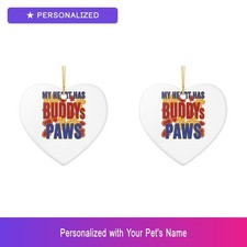 Custom Pet Paw Set of 2 Ornament Personalized Name Dog Lover Owner Gift