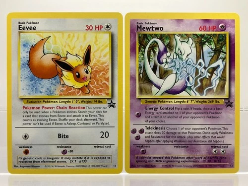 2 SET! Eevee Mewtwo JR Stamp Rally 2000 Vintage Pokemon Promo Cards EX+/NM-
